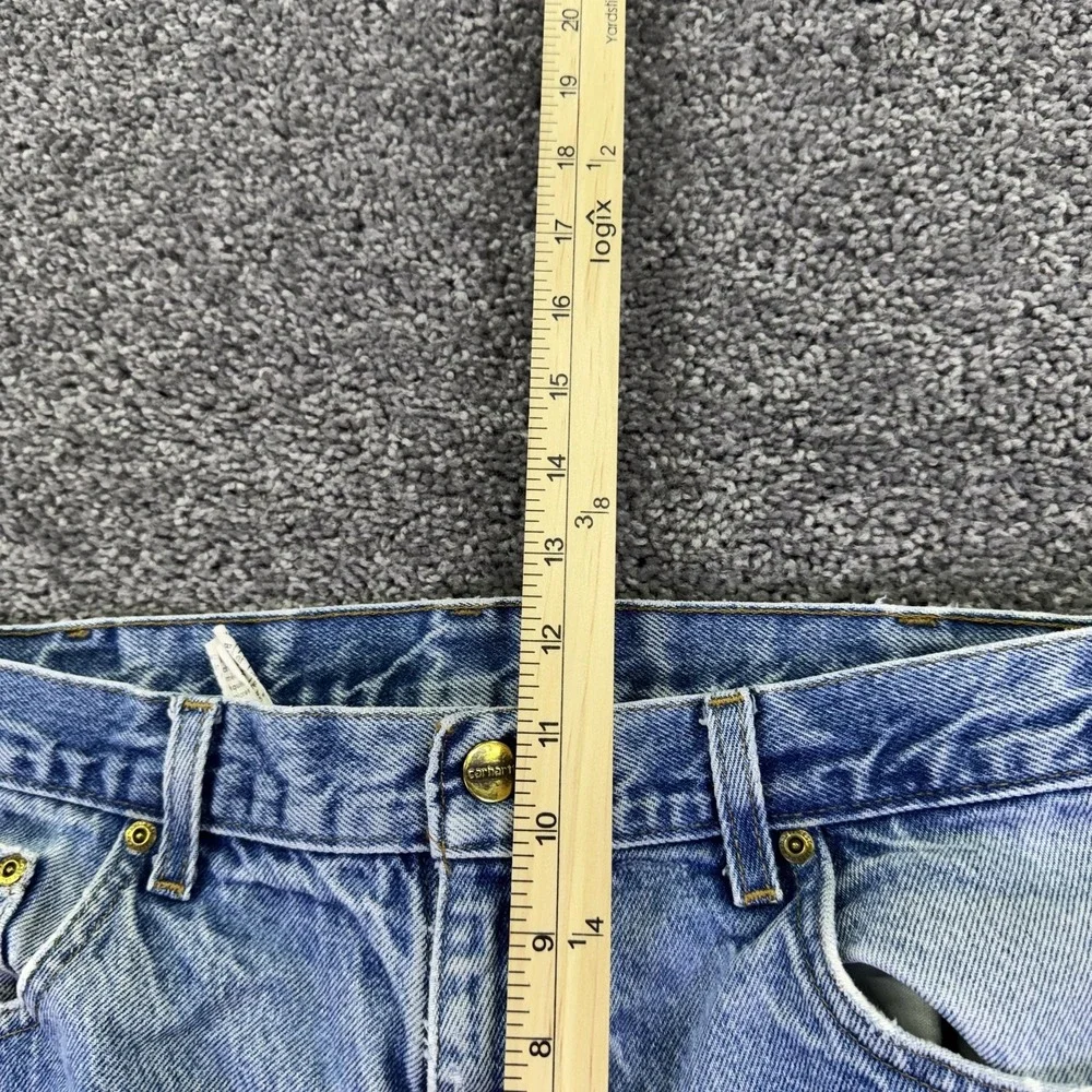 Carhartt Jeans Mens 36x30 Blue Straight Light Wash Denim Distressed Workwear